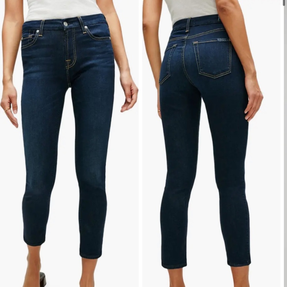 7 For All Mankind The Skinny Ankle Frayed Hem Jeans- Size 27